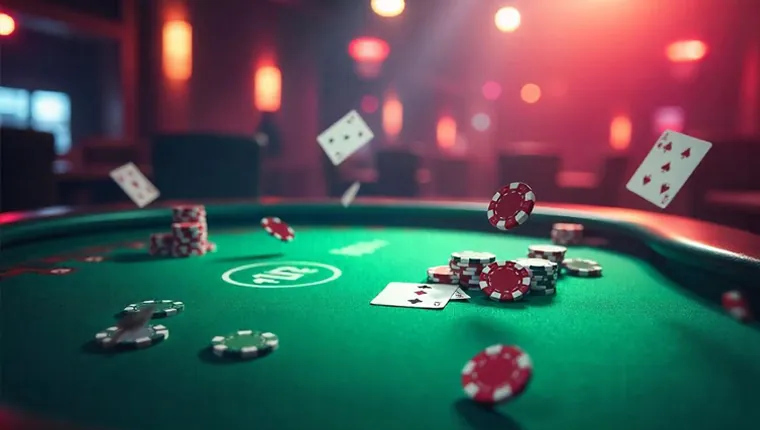 Elegant live casino dealer with roulette wheel and cards