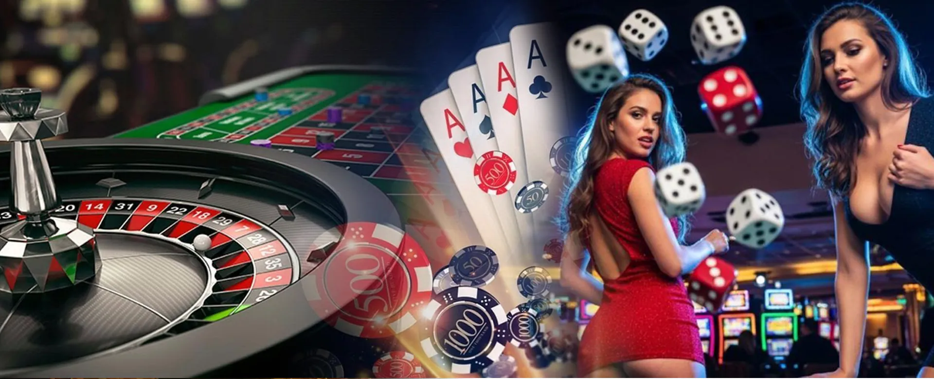 Background of a vibrant online casino with flashing lights